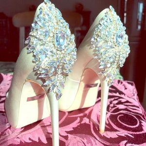 Badgley Mischka Platform Satin & Rhinestone Pump
